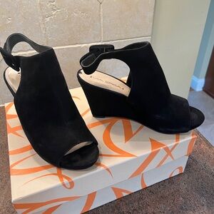 Wedge open toe suede sandals